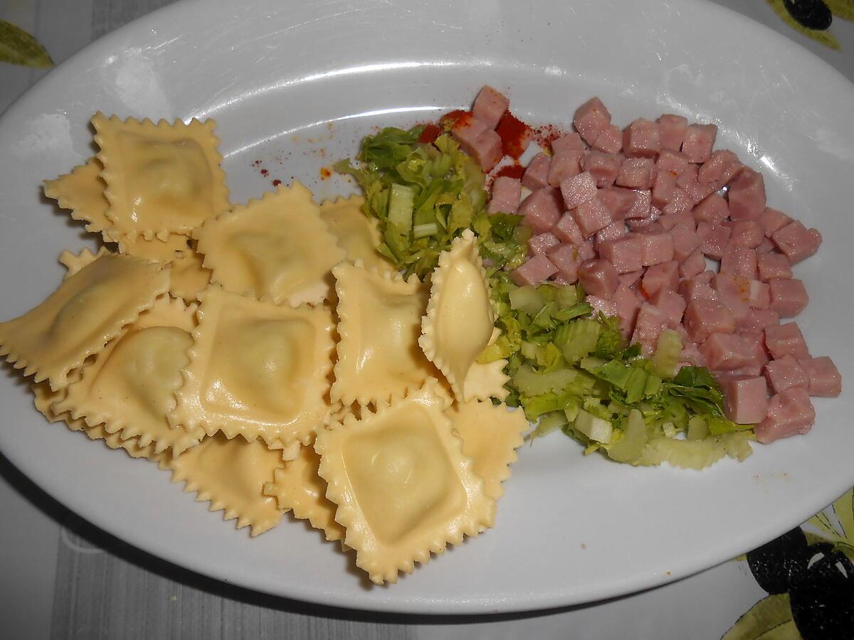 recette RAVIOLI CELERI JAMBON CREME