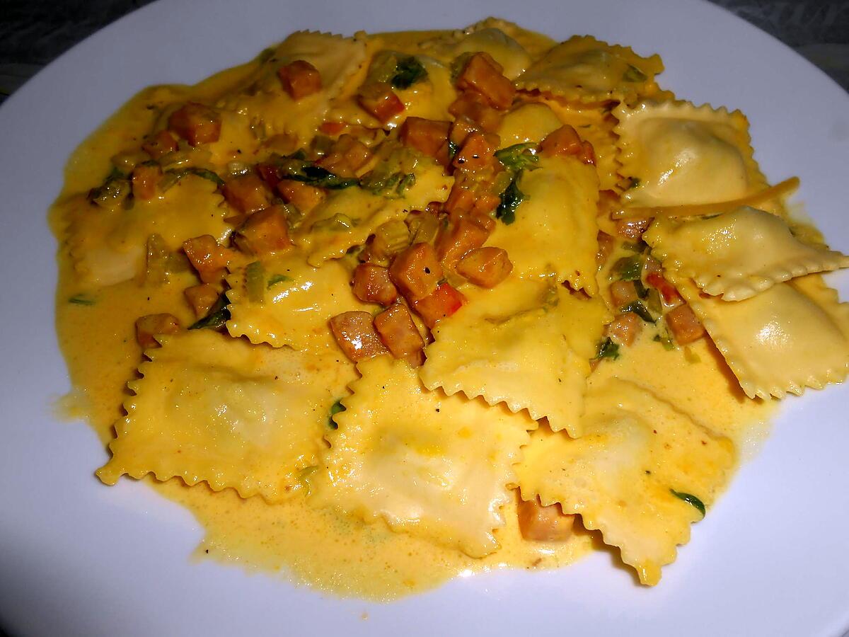 recette RAVIOLI CELERI JAMBON CREME