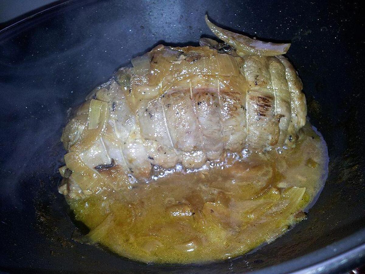 recette Rôti de porc aux oignons sauce à la moutarde-miel