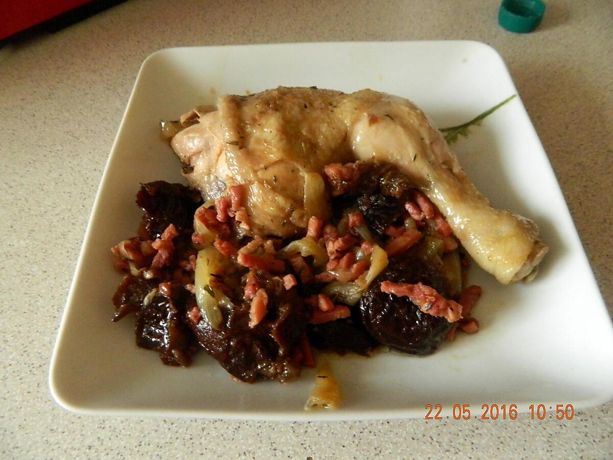 recette Poulet à la bière et aux pruneaux