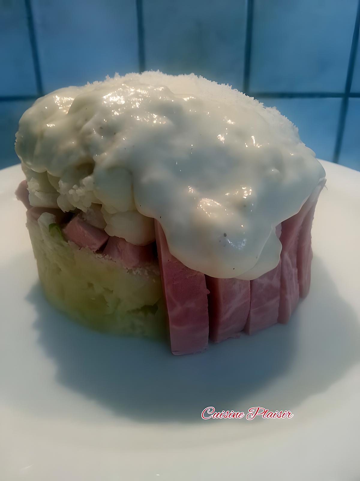 recette Chou fleur, purée, jambon à la béchamel