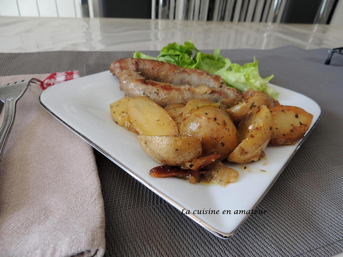 recette Duo de saucisses et pommes de terre aux herbes