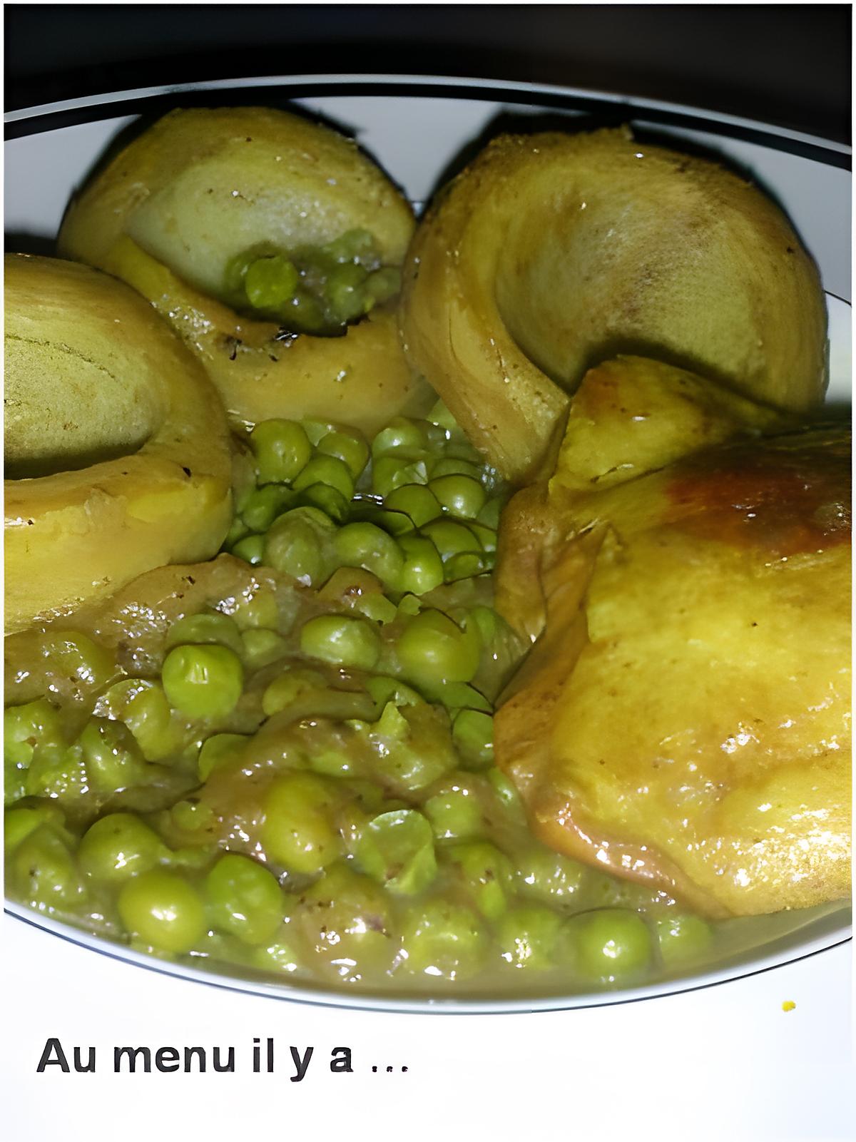 recette Tajine de poulet, artichauts et petits pois