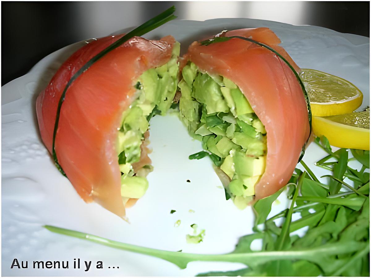 recette dome de saumon fouré à l'avocat et amendes