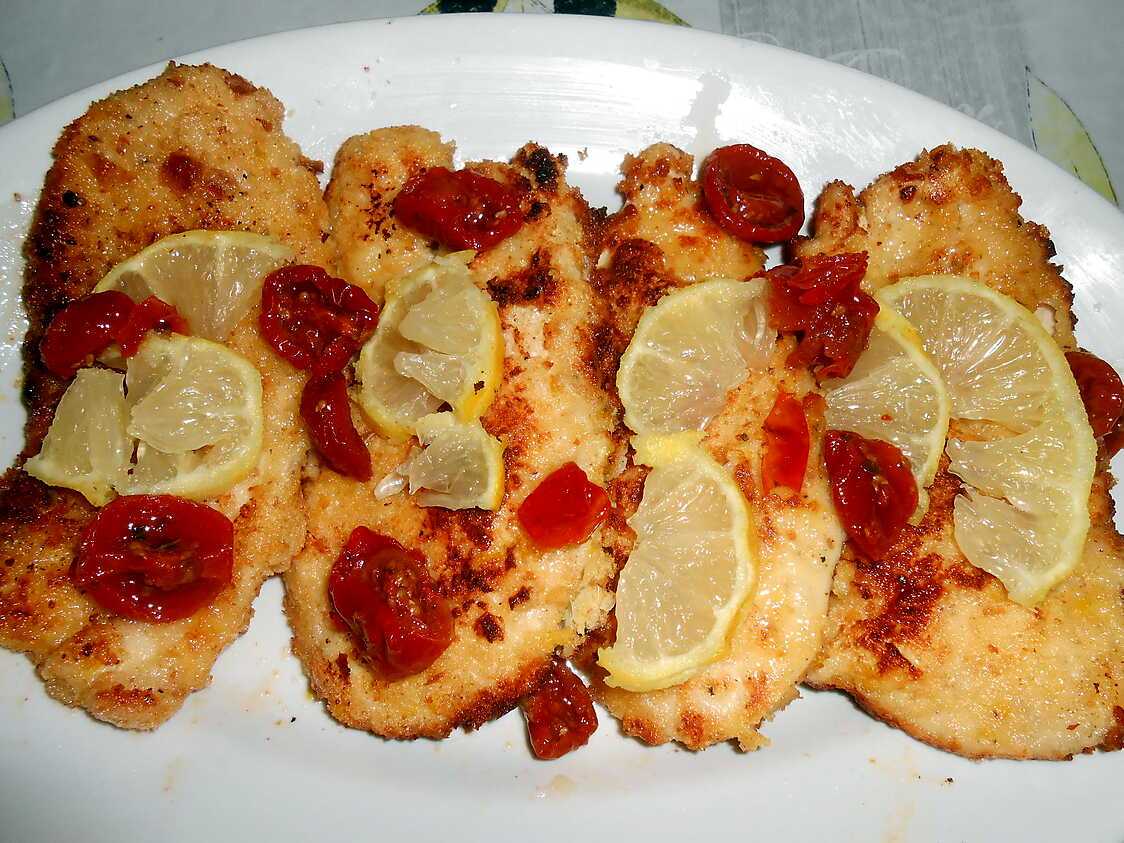 Recette d'ESCALOPES DE POULET PANEES AU CITRON