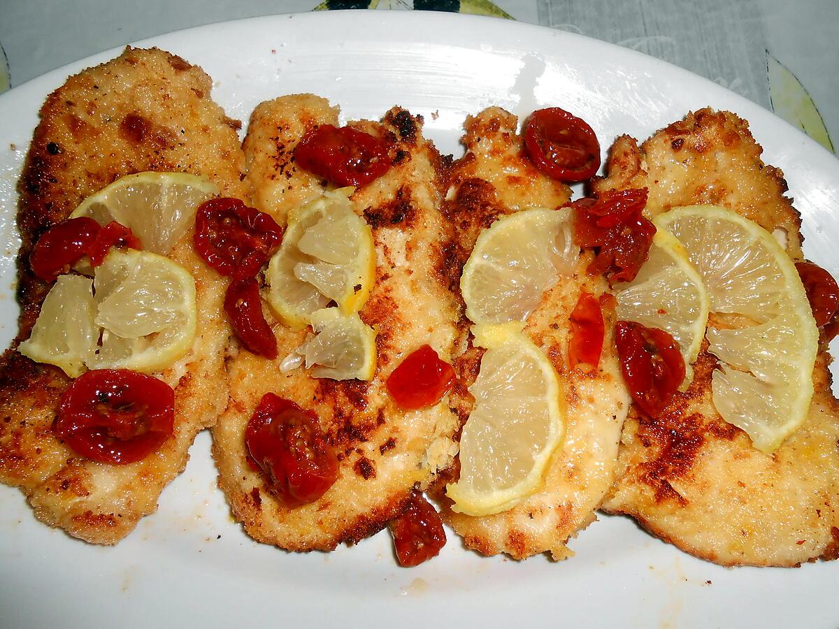 recette ESCALOPES DE POULET PANEES AU CITRON