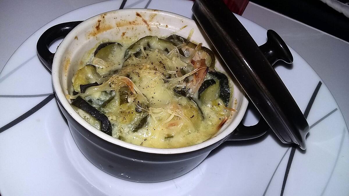 recette Petit gratin de fondue de courgette au jambon