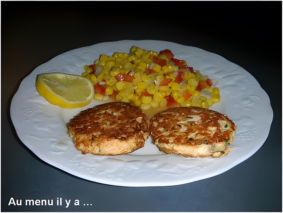 recette Croquette de saumon et sa salade de maïs, poivron