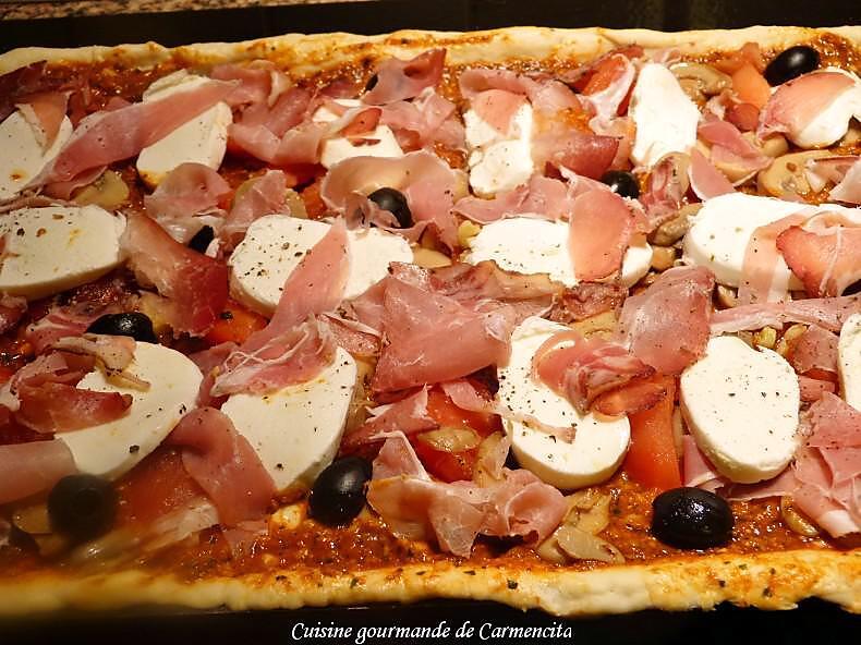 recette Pizza Speck et olives noires