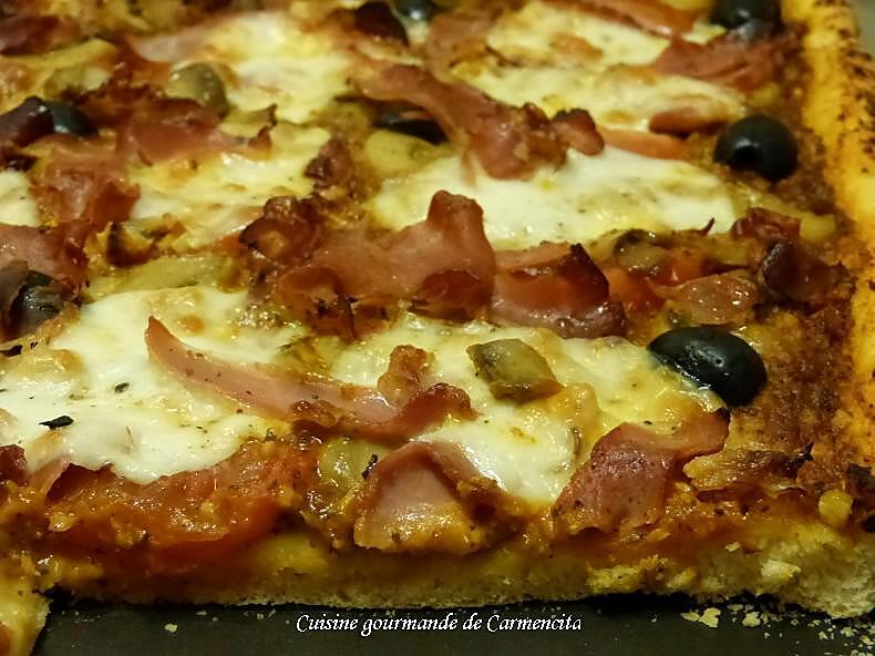 recette Pizza Speck et olives noires