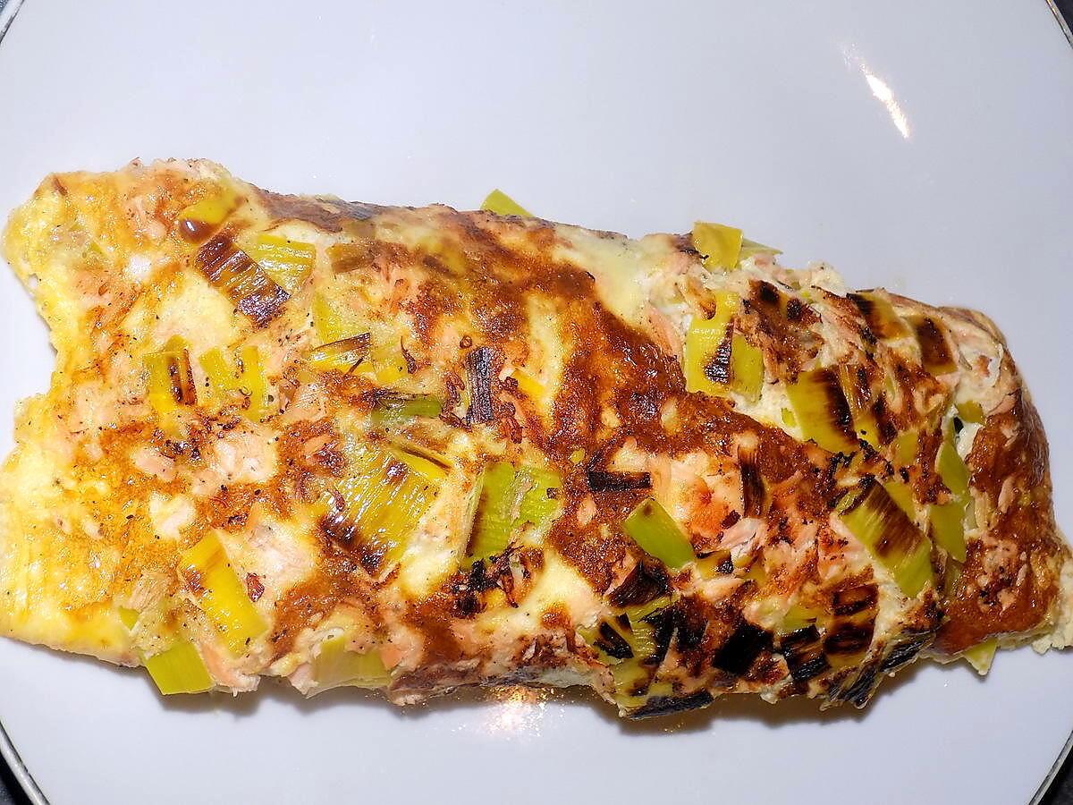 recette Omelette poireau-saumon (compatible dukan)