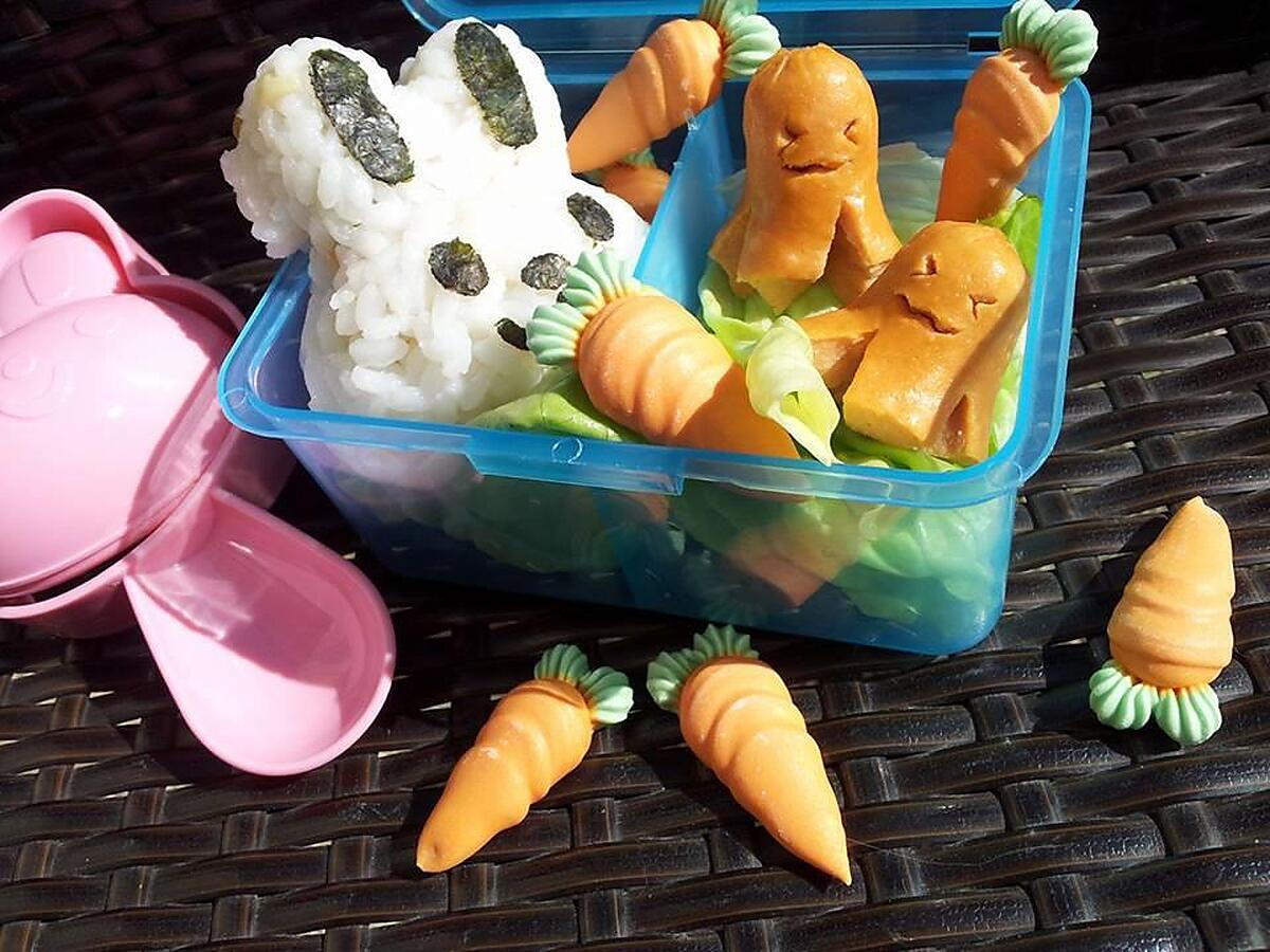 recette Bento lapin kawaii et ses knackis pieuvre