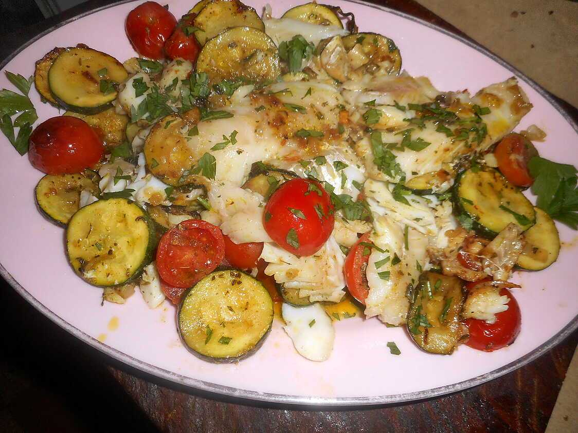 Filets de cabillaud courgettes au curry