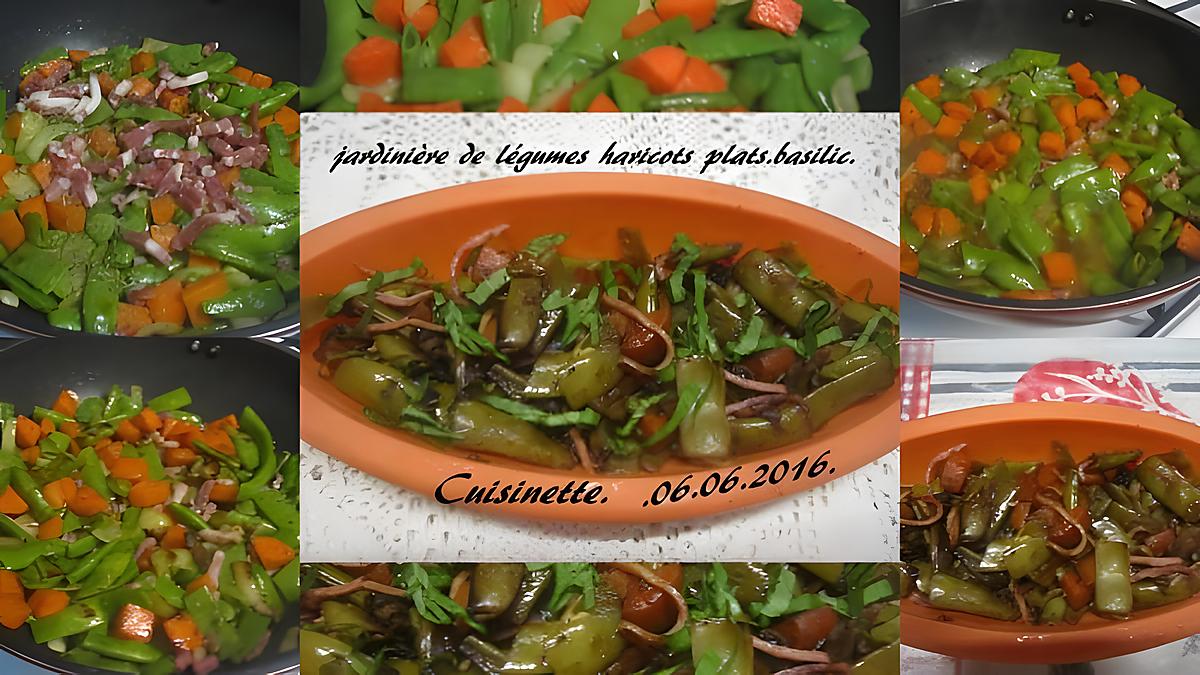 recette Jardinière de légumes aux haricots plats.basilic.