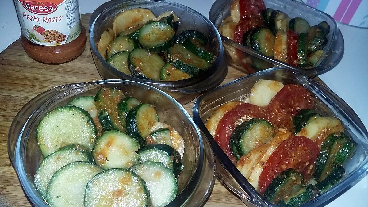 recette Tian a la pomme de terre, courgettes, tomate au pesto rosso