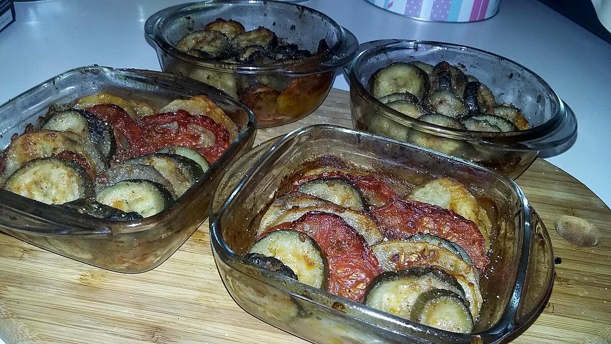 recette Tian a la pomme de terre, courgettes, tomate au pesto rosso