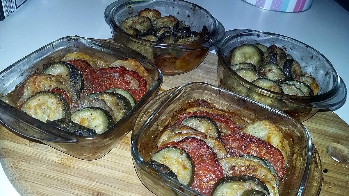 recette Tian a la pomme de terre, courgettes, tomate au pesto rosso