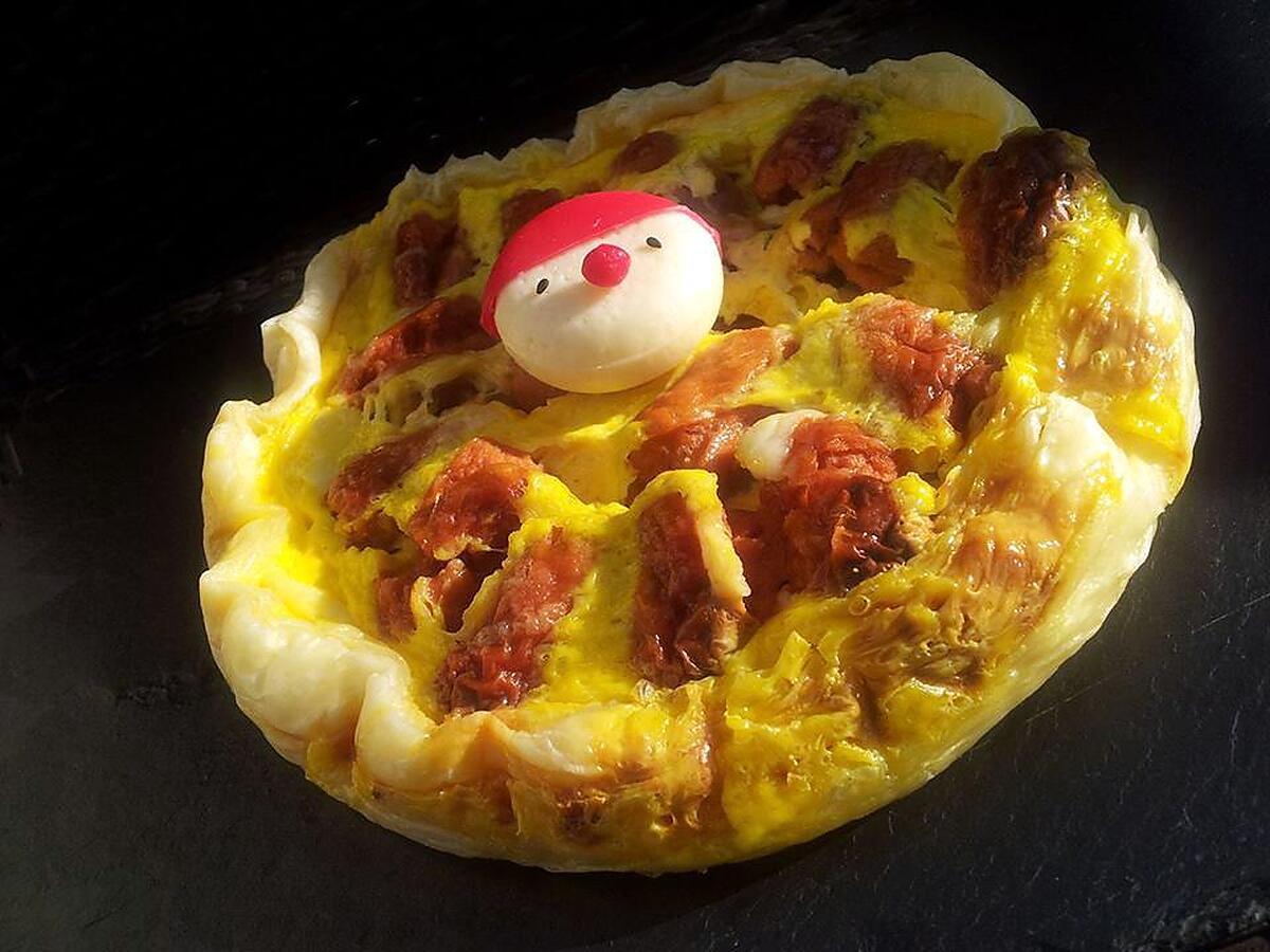 recette Quiche au mini-knackis et babybel déguisé en babybel-clown (cuisson au micro-ondes)