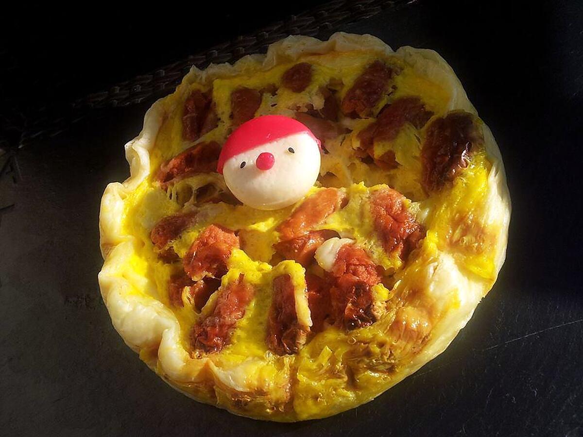 recette Quiche au mini-knackis et babybel déguisé en babybel-clown (cuisson au micro-ondes)