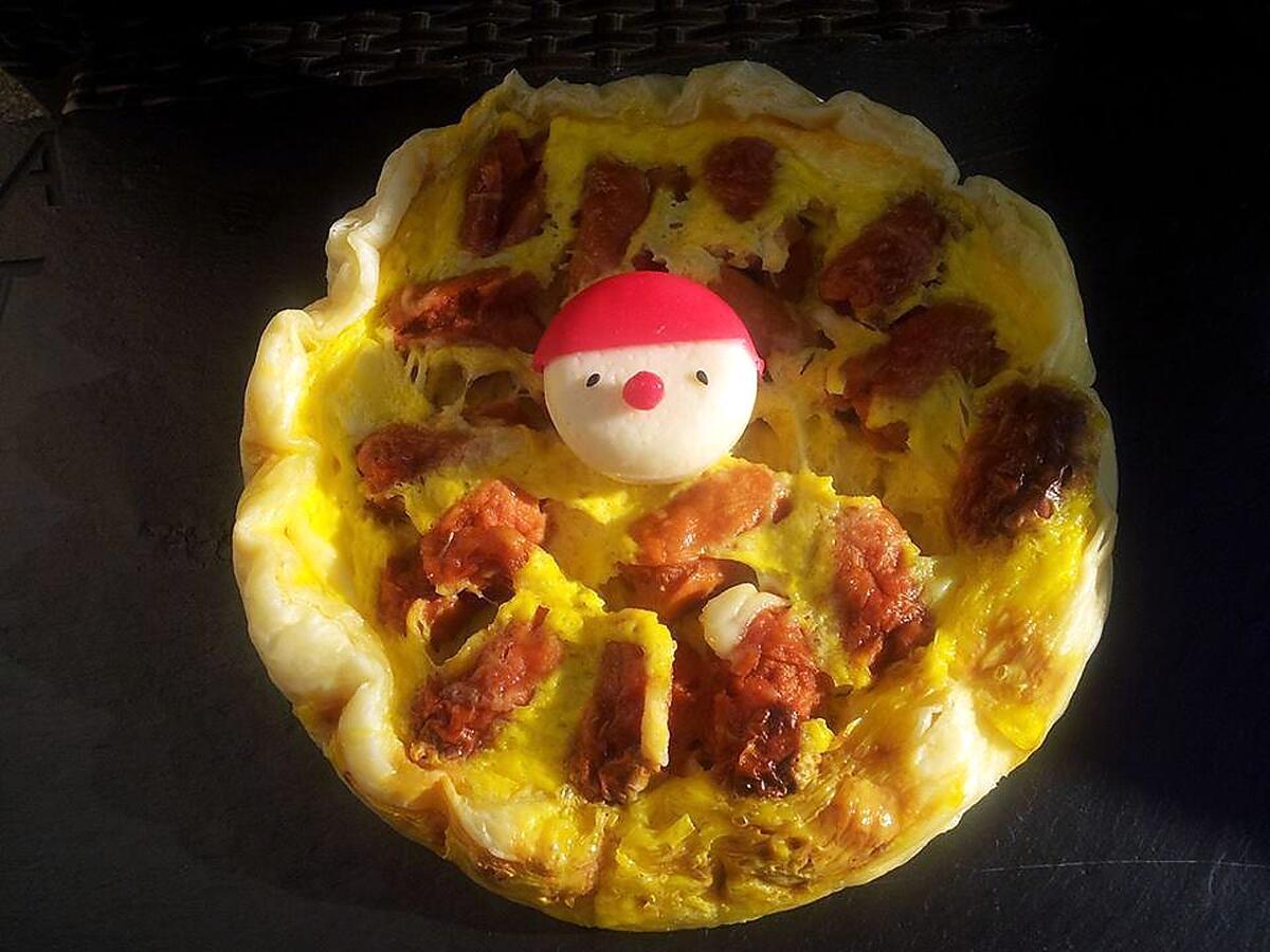 recette Quiche au mini-knackis et babybel déguisé en babybel-clown (cuisson au micro-ondes)