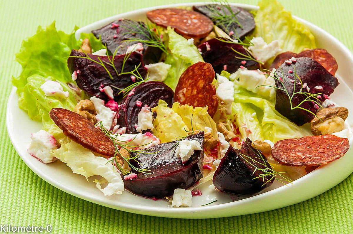 recette Salade de betterave, chorizo et fêta