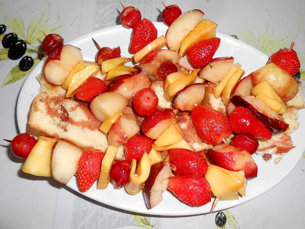 recette BROCHETTES DE FRUITS FRAIS POELEES AU MIEL