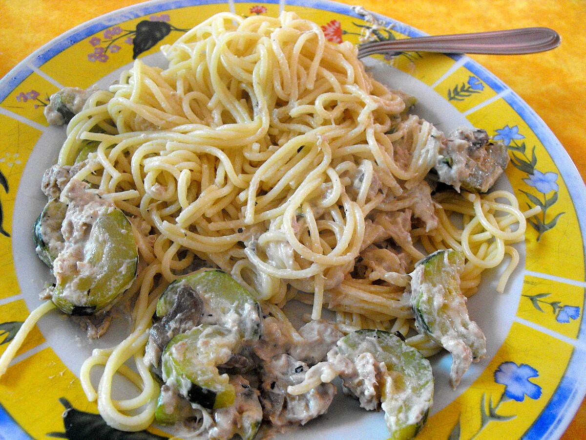 recette SPAGHETTIS AU THON ET AUX COURGETTES