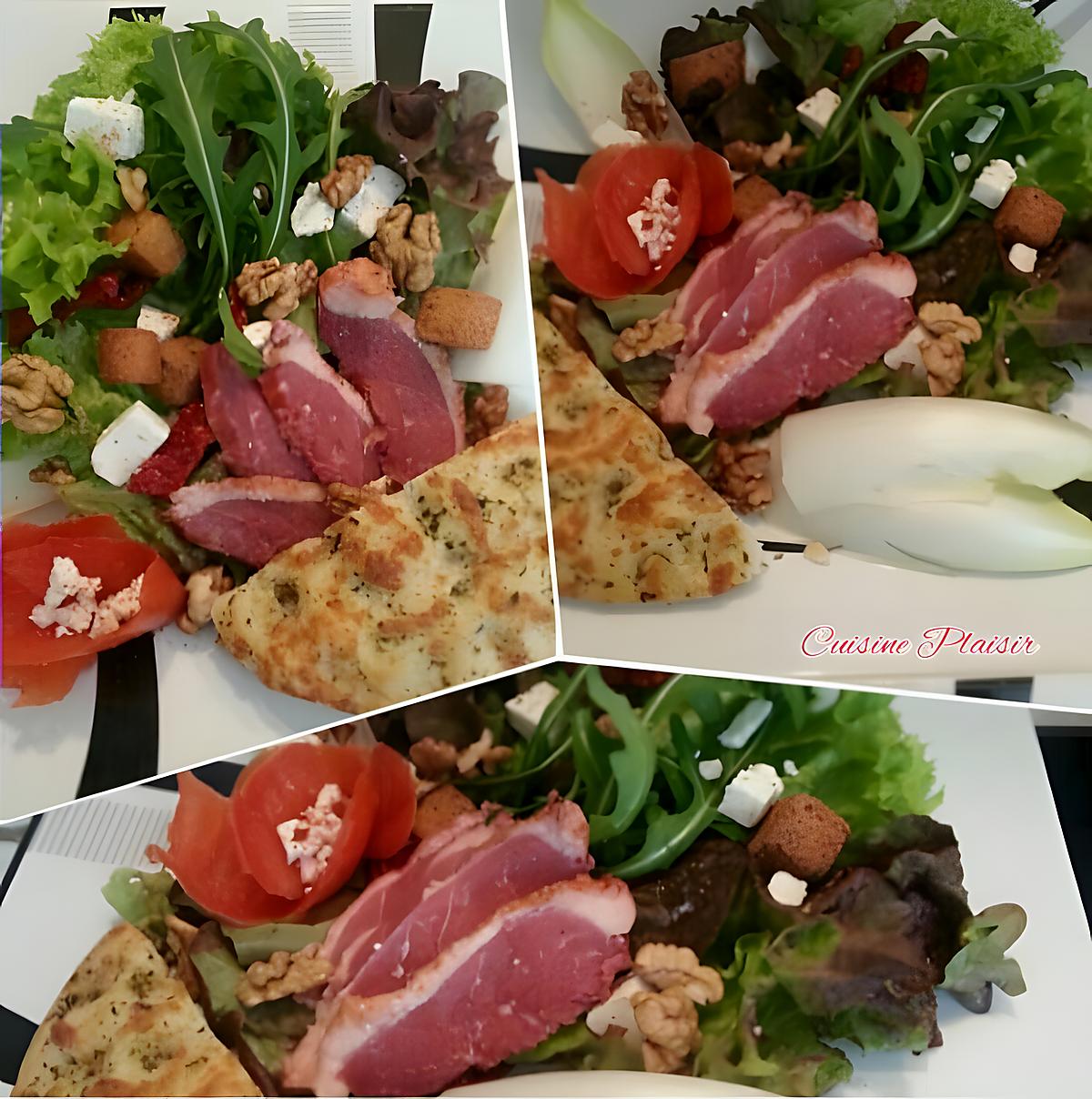 recette SALADE AU MAGRET DE CANARD FUMÉ