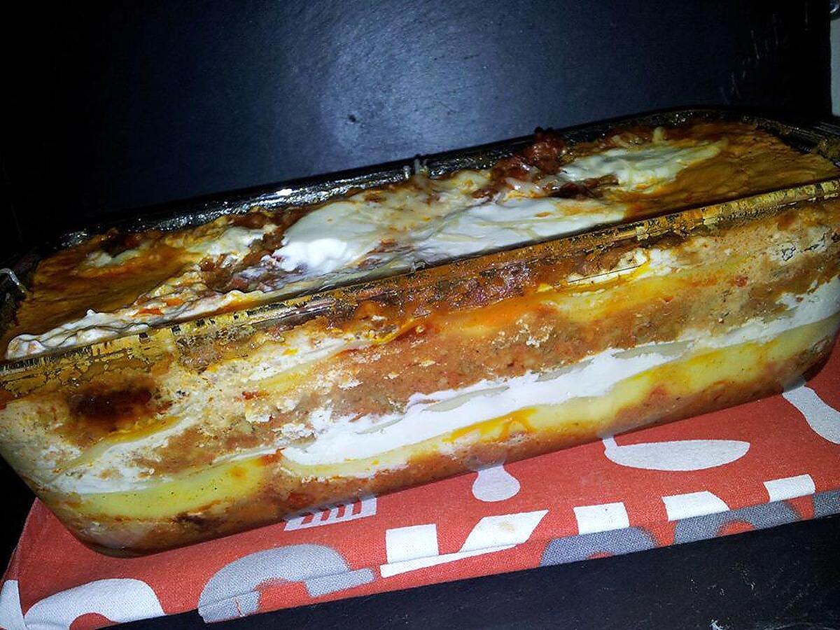 recette Cake de lasagnes à la bolognaise de chorizo-mozzarella