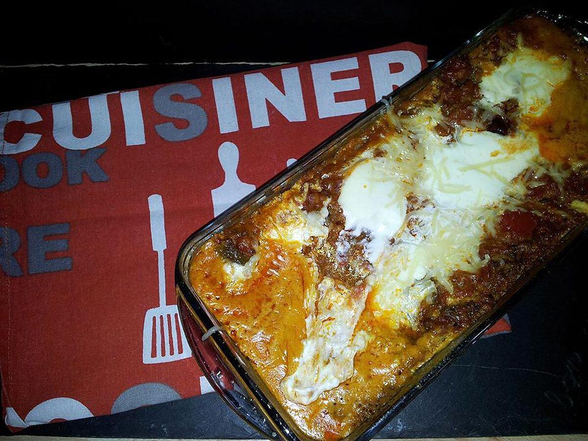 recette Cake de lasagnes à la bolognaise de chorizo-mozzarella