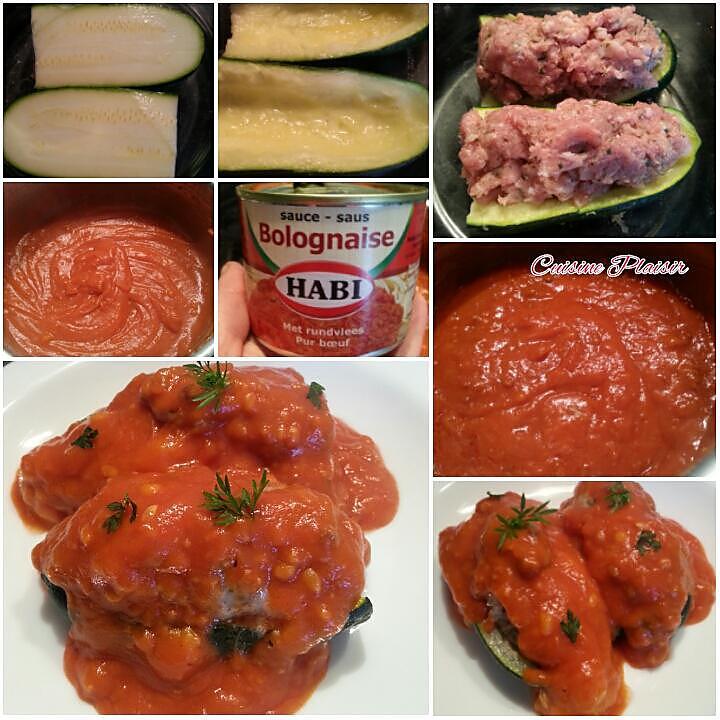 recette Courgettes farcies sauce tomatée bolognaise