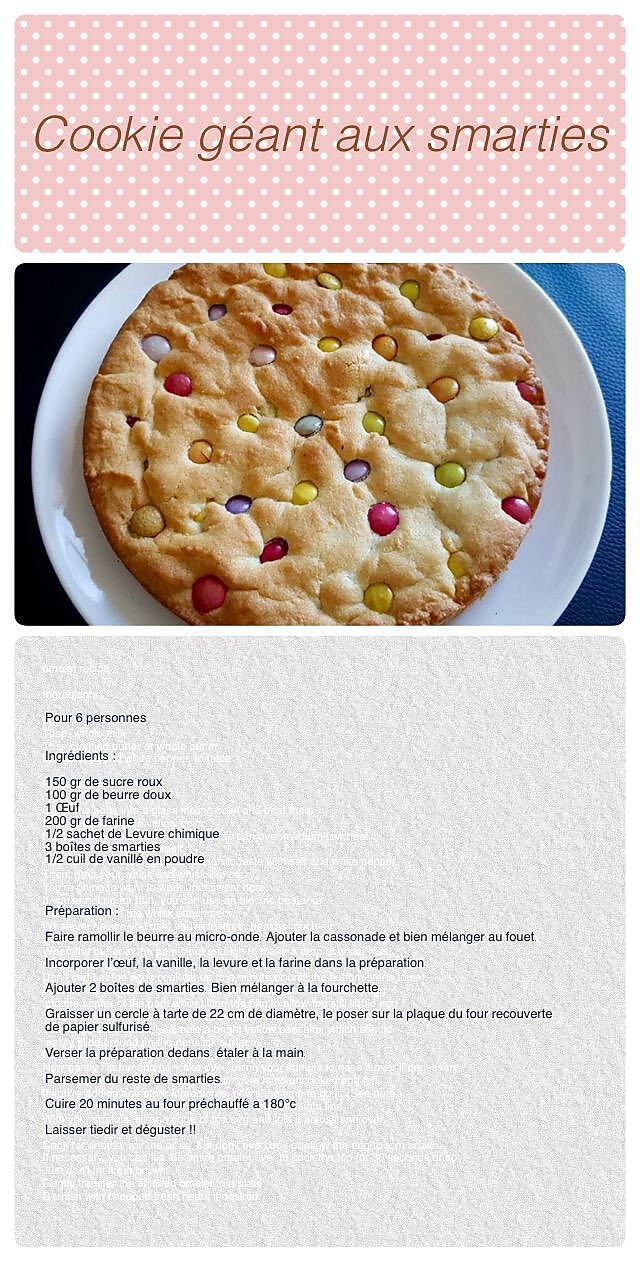 recette Cookie géant aux bonbons smarties
