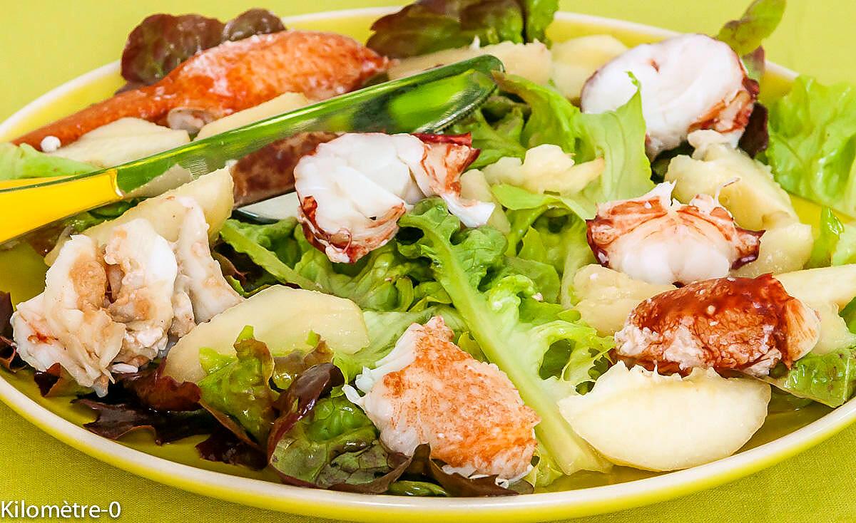 recette Salade de homard aux pêches