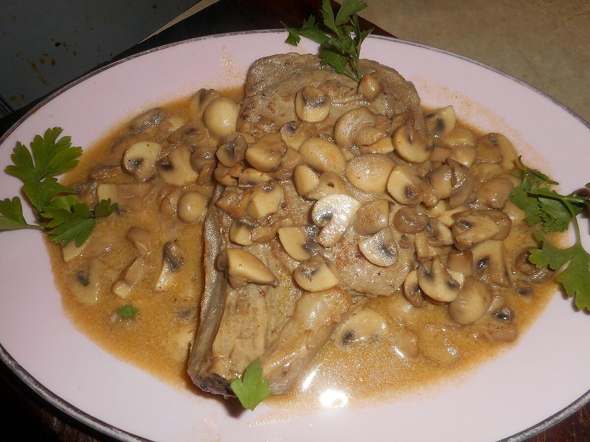 recette Cote de veau à la creme et champignons