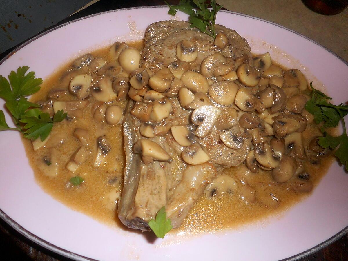 recette Cote de veau à la creme et champignons