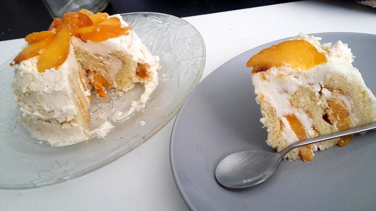 recette Gâteau roulé au mascarpone et a la pêche