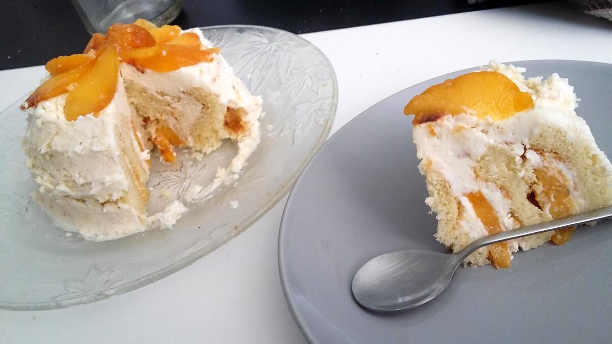 recette Gâteau roulé au mascarpone et a la pêche