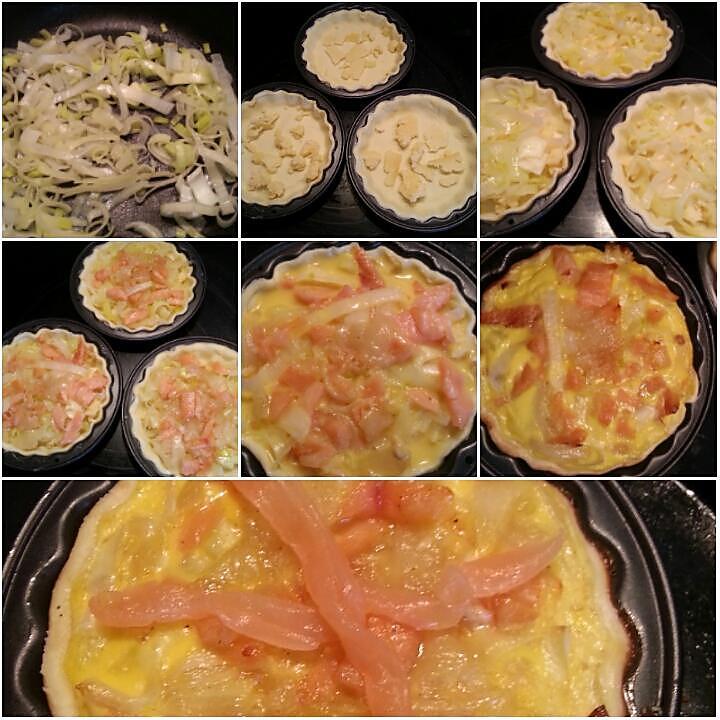 recette Tartelettes au saumon fumé, poireau, oeuf