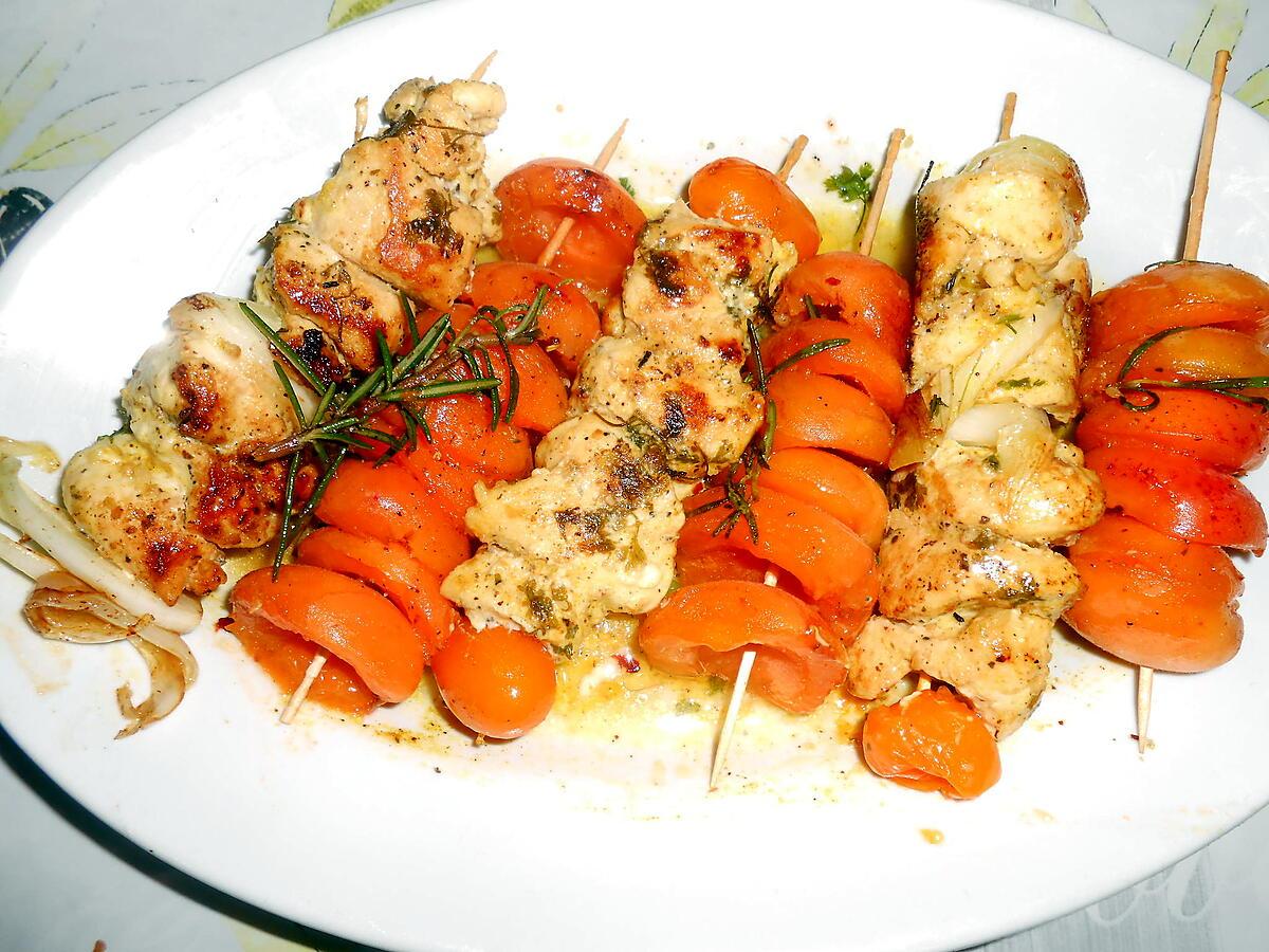 recette BROCHETTES DE POULET ET D'ABRICOTS