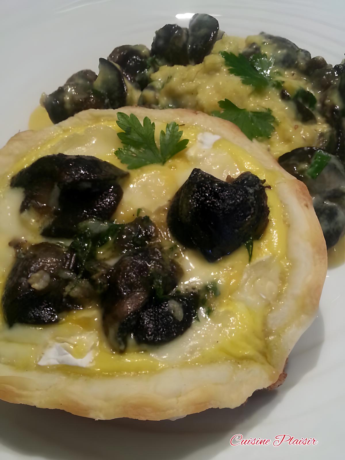 recette Petites quiches aux escargots et au bleu des moines