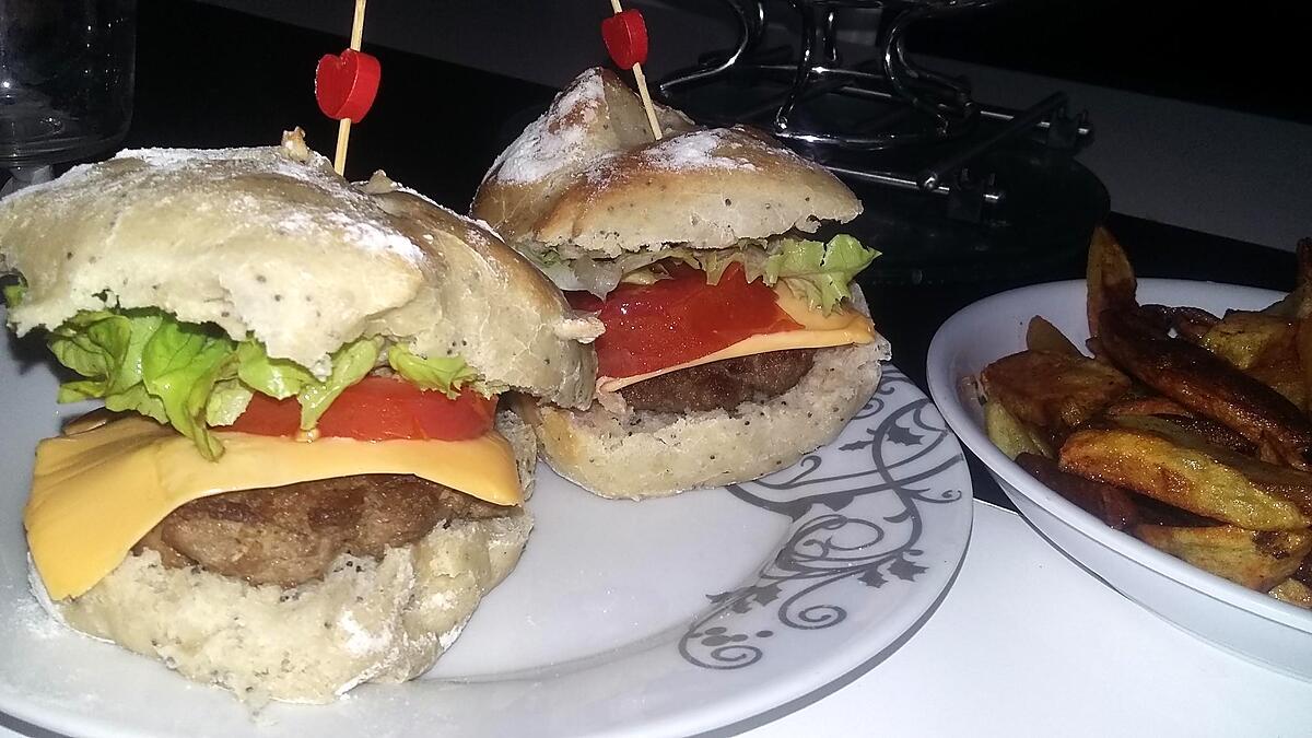 recette Hamburgers ciabatta au graines de pavots, au steak a la mozzarella