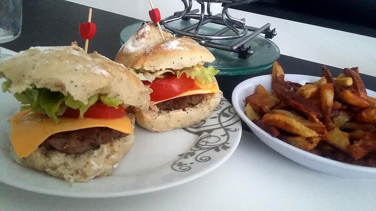 recette Hamburgers ciabatta au graines de pavots, au steak a la mozzarella