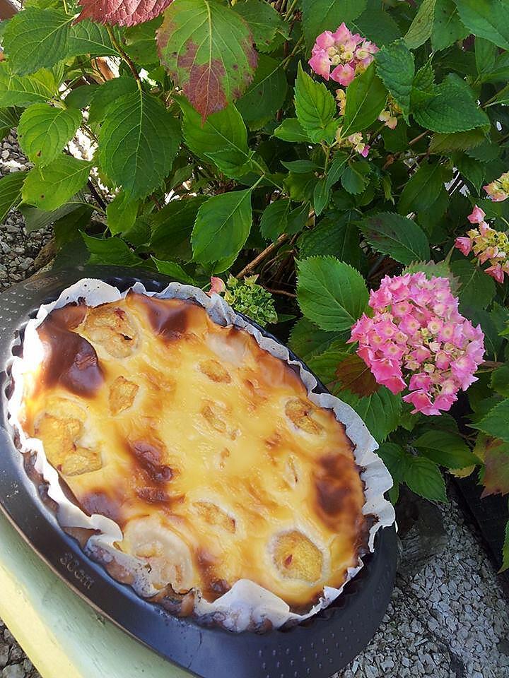 recette Flan pâtissier aux pêches