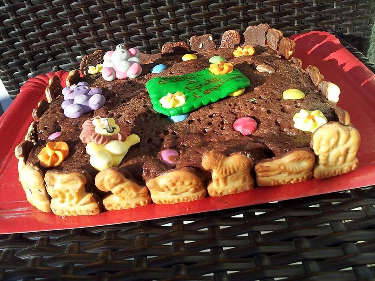 recette Gâteau au nutella et smarties décorer théme animaux