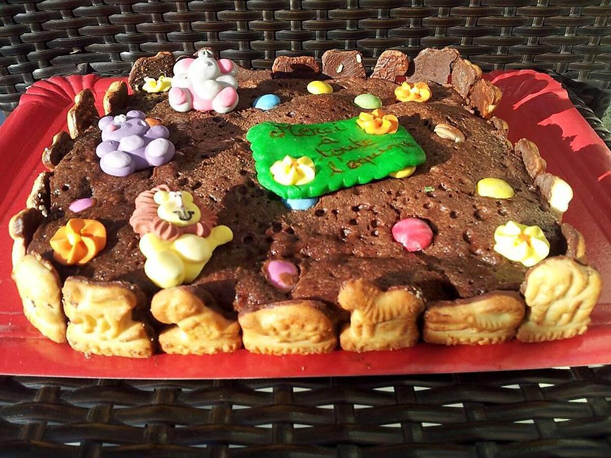 recette Gâteau au nutella et smarties décorer théme animaux