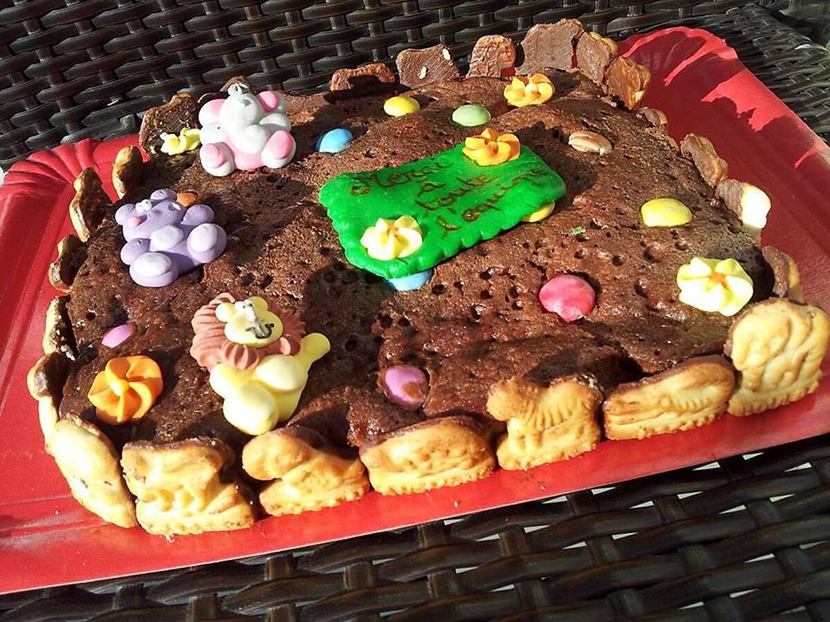 recette Gâteau au nutella et smarties décorer théme animaux