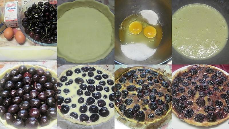 recette Tarte aux cerises noires avec une crème.