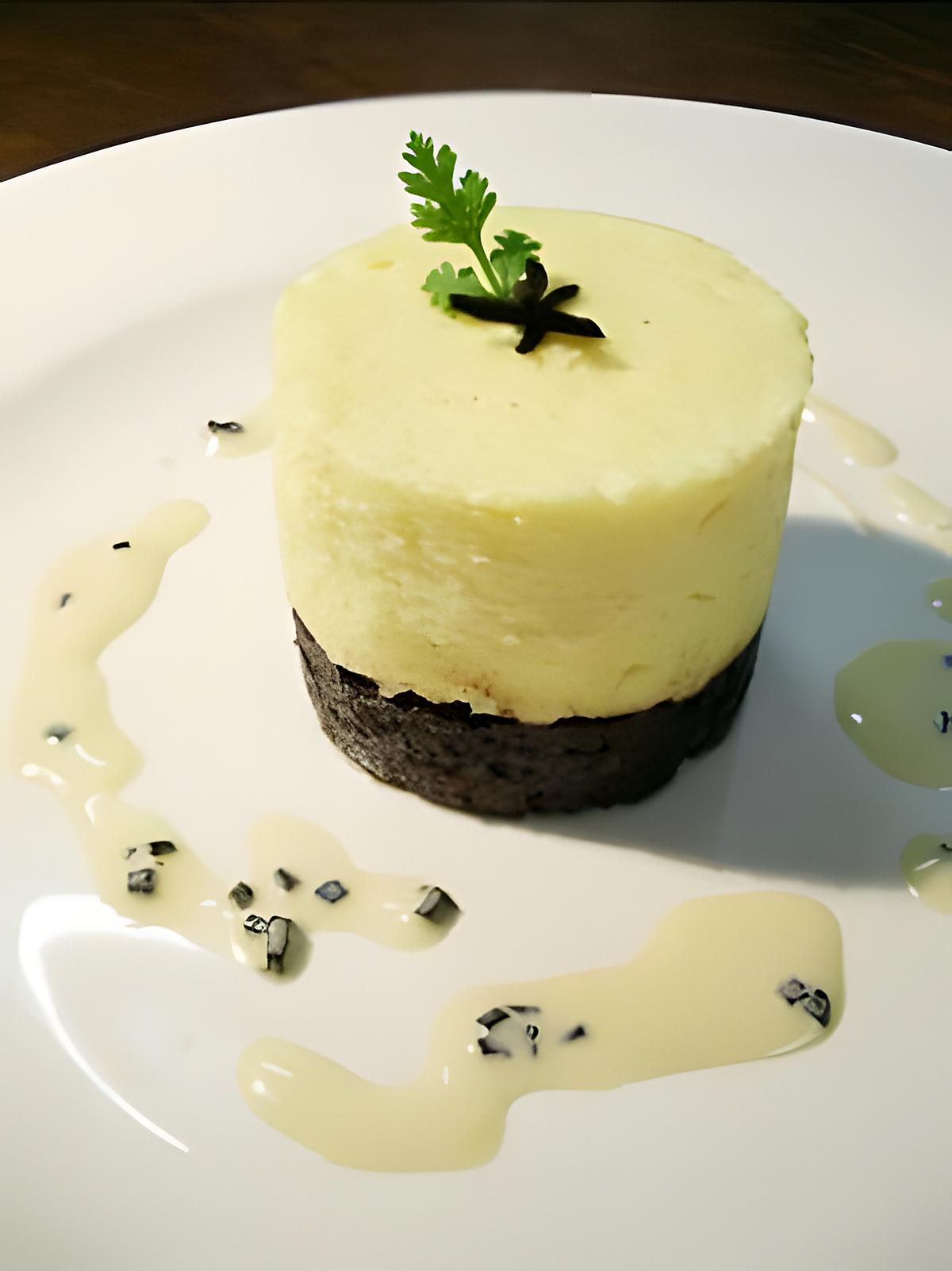 recette "Parmentier" de boudin noir et panais et sauce truffée...