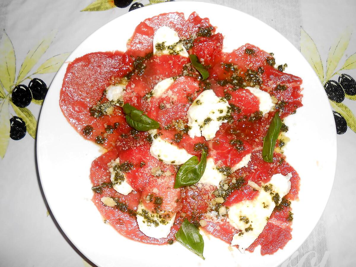 recette CARPACCIO DE BOEUF A LA MOZZARELLA BASILIC