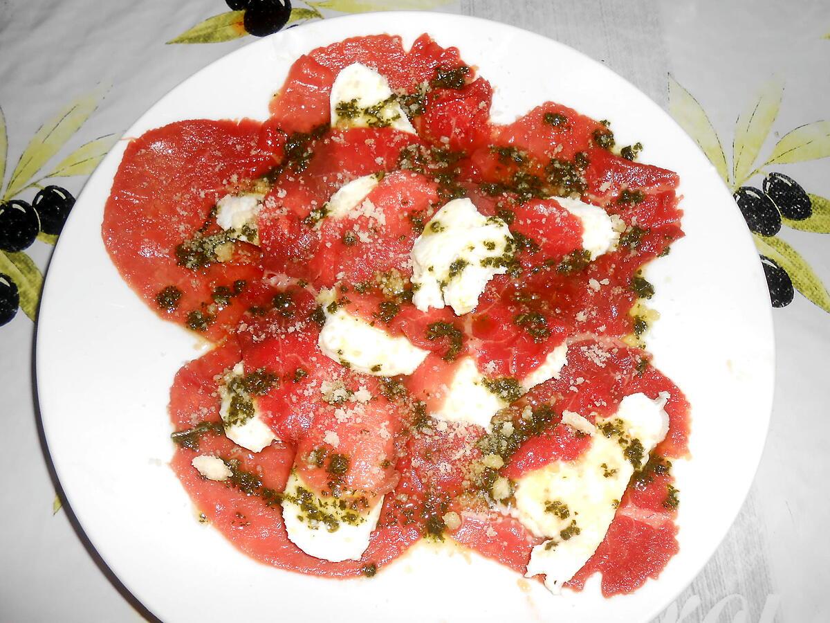 recette CARPACCIO DE BOEUF A LA MOZZARELLA BASILIC